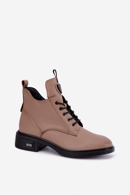 Bottines en cuir avec ornements Vinceza 133145 en couleur sable