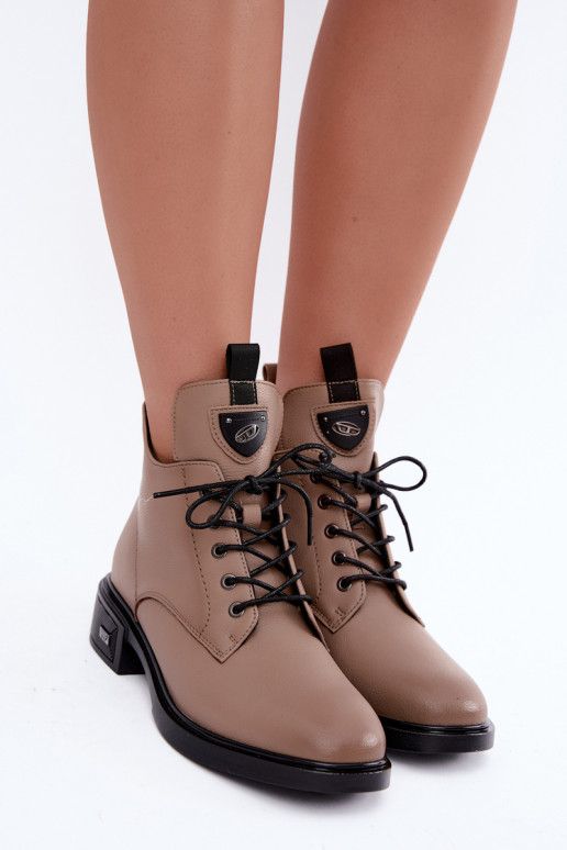 Bottines en cuir avec ornements Vinceza 133145 en couleur sable