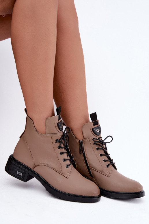 Bottines en cuir avec ornements Vinceza 133145 en couleur sable