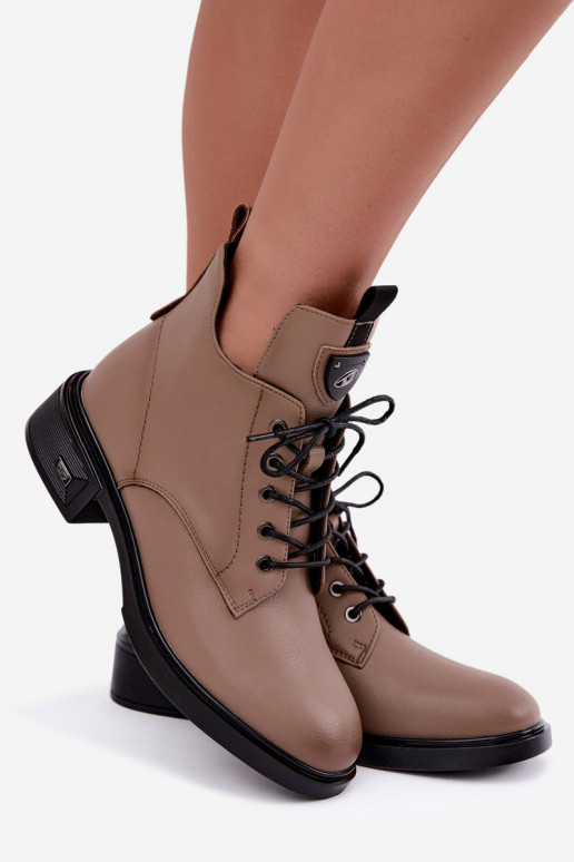 Bottines en cuir avec ornements Vinceza 133145 en couleur sable