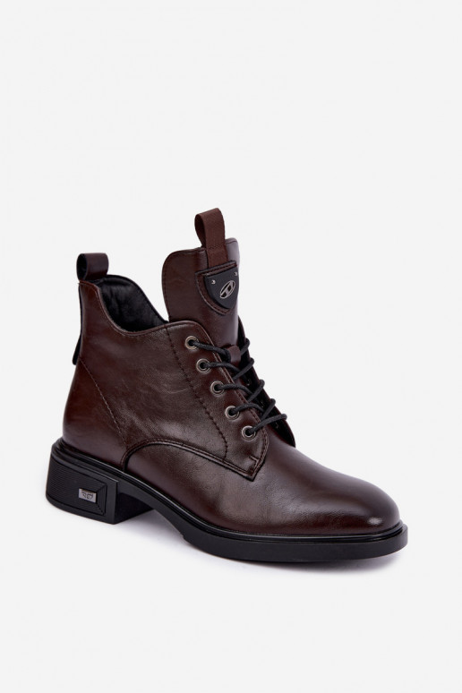 Bottines en cuir avec ornements Vinceza 133145 en couleur chocolat