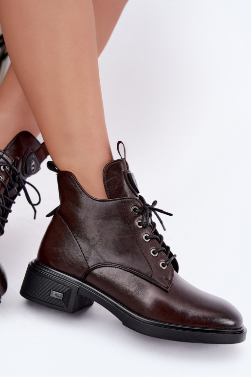 Bottines en cuir avec ornements Vinceza 133145 en couleur chocolat