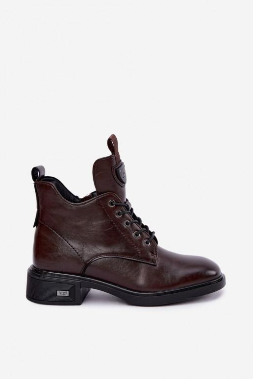 Bottines en cuir avec ornements Vinceza 133145 en couleur chocolat