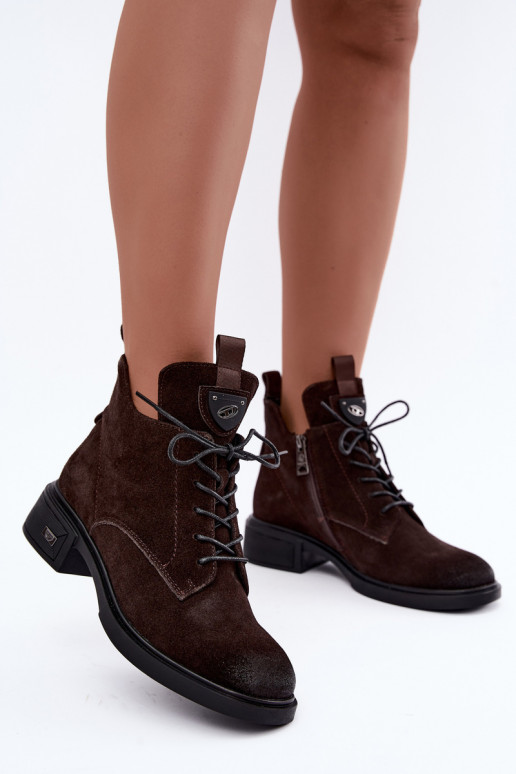 Bottes isolées en daim synthétique avec ornements Vinceza Czekolado