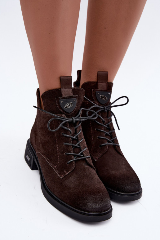 Bottes isolées en daim synthétique avec ornements Vinceza Czekolado