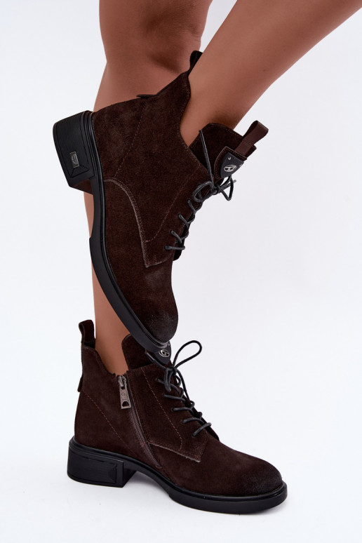 Bottes isolées en daim synthétique avec ornements Vinceza Czekolado
