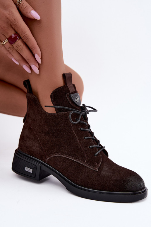 Bottes isolées en daim synthétique avec ornements Vinceza Czekolado