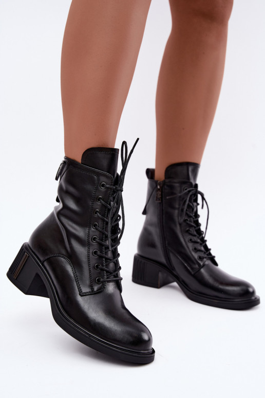 Bottines isolées en cuir naturel Vinceza noires
