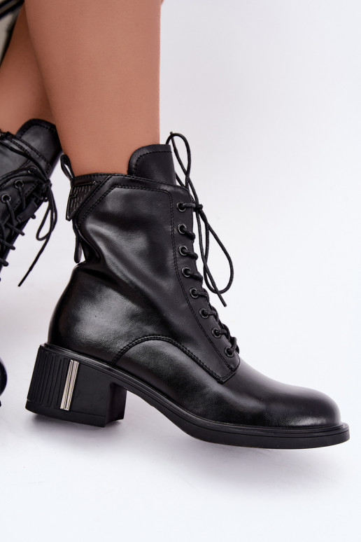 Bottines isolées en cuir naturel Vinceza noires
