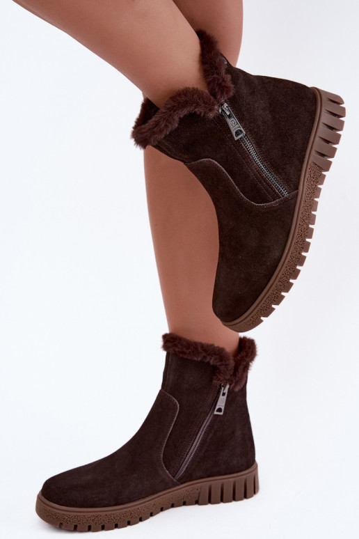 Bottes en daim synthétique avec fourrure Vinceza Czekolado