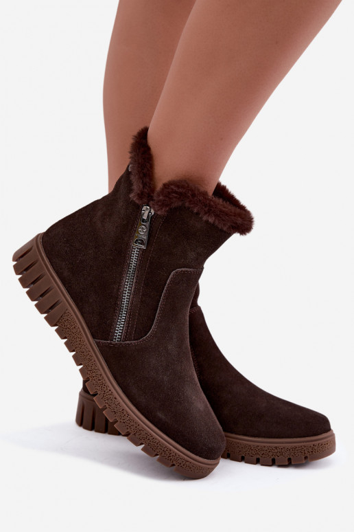 Bottes en daim synthétique avec fourrure Vinceza Czekolado