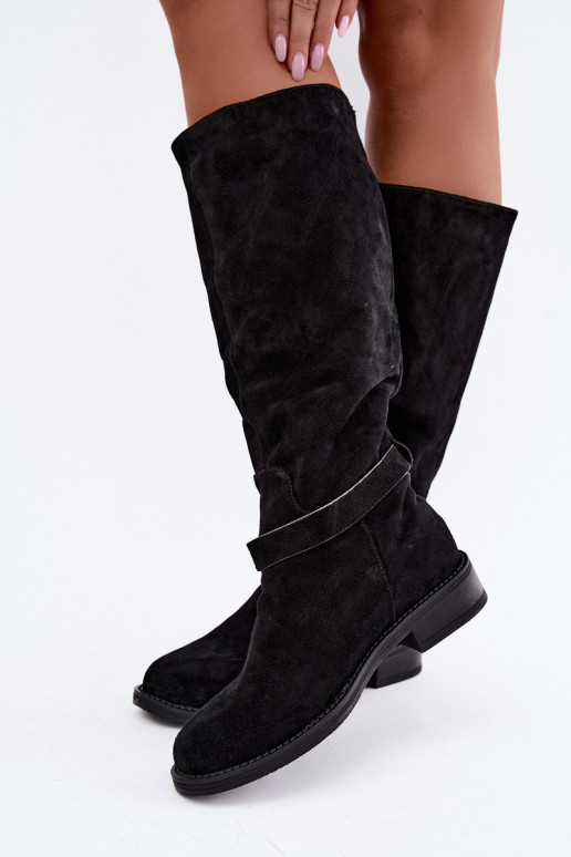 Bottes montantes en daim synthétique avec boucles Vinceza noires