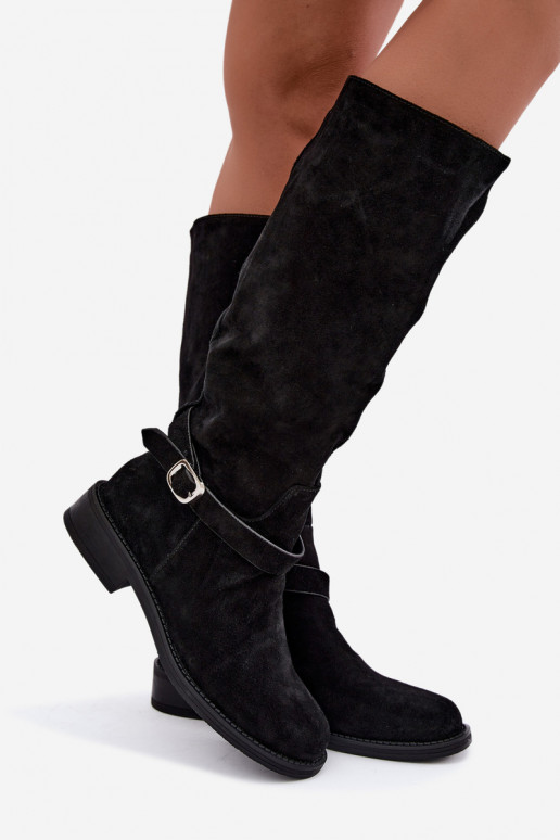 Bottes montantes en daim synthétique avec boucles Vinceza noires