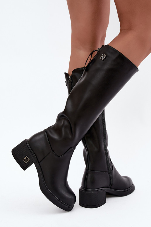 Bottes isolées montantes en cuir naturel Vinceza noires