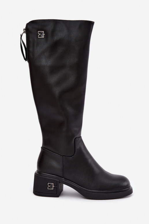 Bottes isolées montantes en cuir naturel Vinceza noires