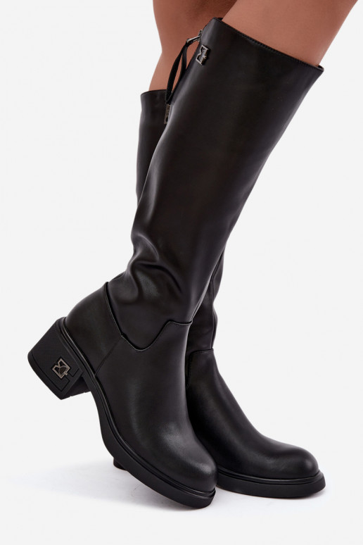 Bottes isolées montantes en cuir naturel Vinceza noires