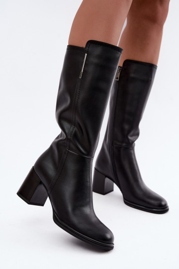 Bottes isolées montantes en cuir naturel avec talons Vinceza noires 2