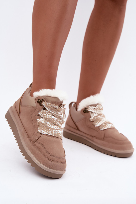 Bottes de neige en daim synthétique avec fourrure et lacets Vinceza sable