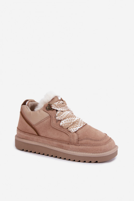 Bottes de neige en daim synthétique avec fourrure et lacets Vinceza sable