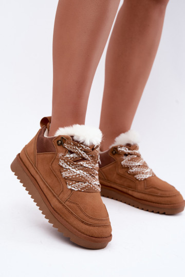 Bottes de neige en daim synthétique avec fourrure et lacets Vinceza marron 2