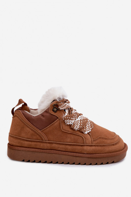 Bottes de neige en daim synthétique avec fourrure et lacets Vinceza marron