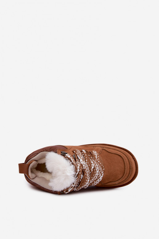 Bottes de neige en daim synthétique avec fourrure et lacets Vinceza marron