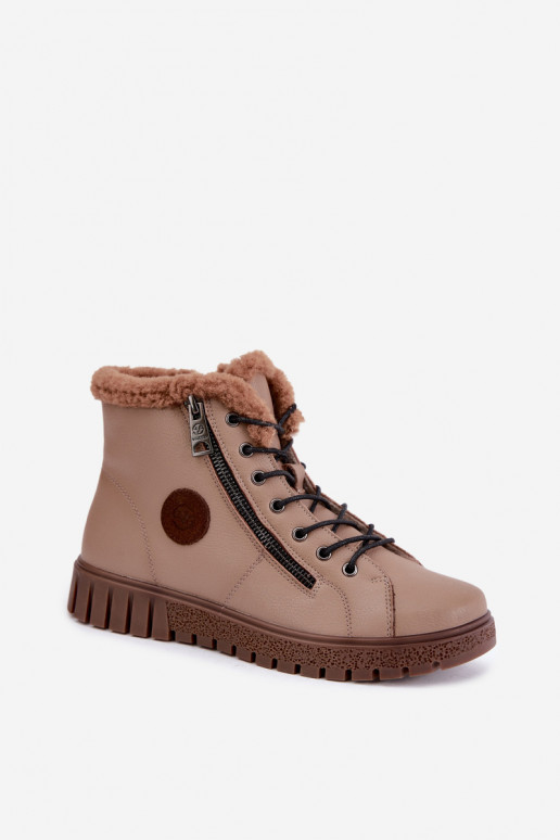 Bottines isolées pour femmes en cuir naturel Vinceza 133123 en couleur sable
