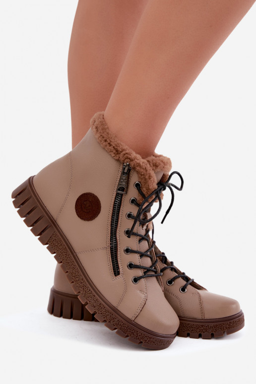 Bottines isolées pour femmes en cuir naturel Vinceza 133123 en couleur sable