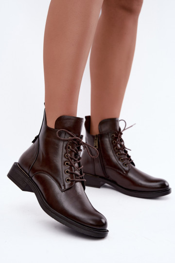 Bottines isolées avec talons larges 58677 en couleur chocolat 2