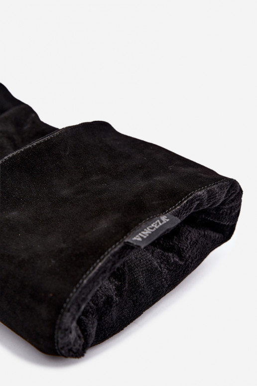 Bottes hautes en daim synthétique Slouchy avec talons fins Vinceza 89170 en couleur noire