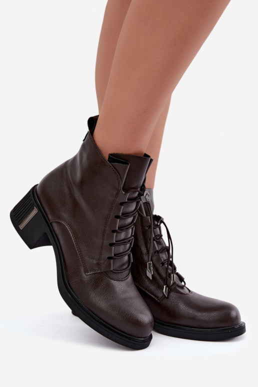 Bottines isolées en cuir naturel Klocke Vinceza 89161 en couleur chocolat