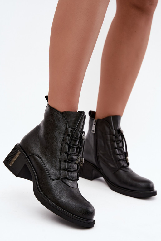Bottines isolées en cuir naturel Klocke Vinceza 89161 en couleur noire