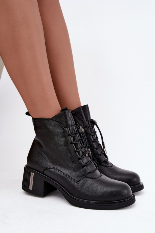 Bottines isolées en cuir naturel Klocke Vinceza 89161 en couleur noire