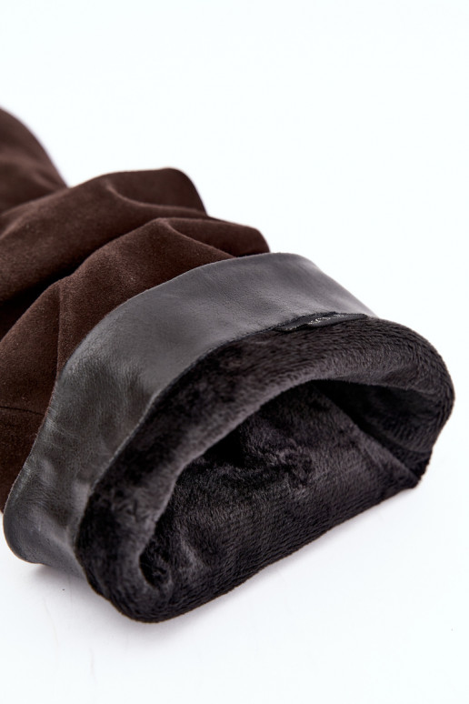 Bottes hautes en daim synthétique isolées Slouchy avec talons Vinceza 89167 en couleur chocolat
