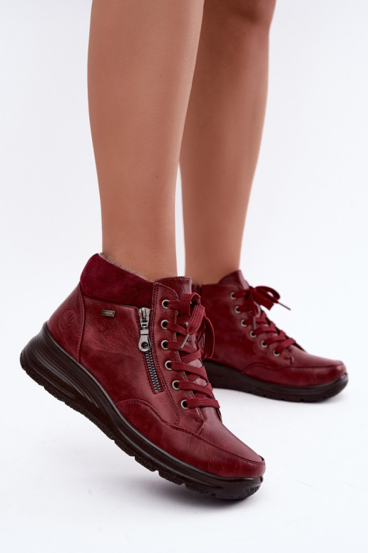 Bottines isolées pour femmes avec fourrure à l'intérieur en couleur bordeaux Parvella