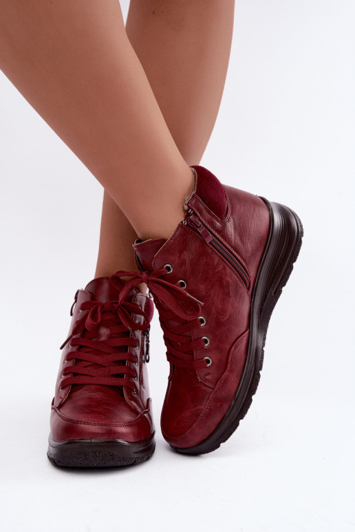 Bottines isolées pour femmes avec fourrure à l'intérieur en couleur bordeaux Parvella