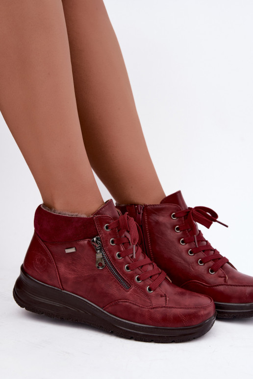 Bottines isolées pour femmes avec fourrure à l'intérieur en couleur bordeaux Parvella