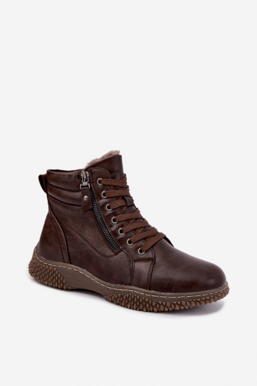 Bottines isolées pour femmes avec fourrure à l'intérieur en cuir synthétique en couleur brune Ulverina