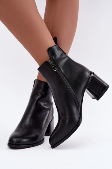 Bottines pour femmes en simili cuir avec talons, isolées, noires Kirella 2