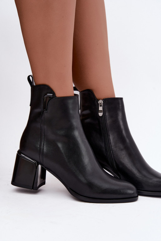 Bottines pour femmes en simili cuir avec talons, isolées, noires Kirella