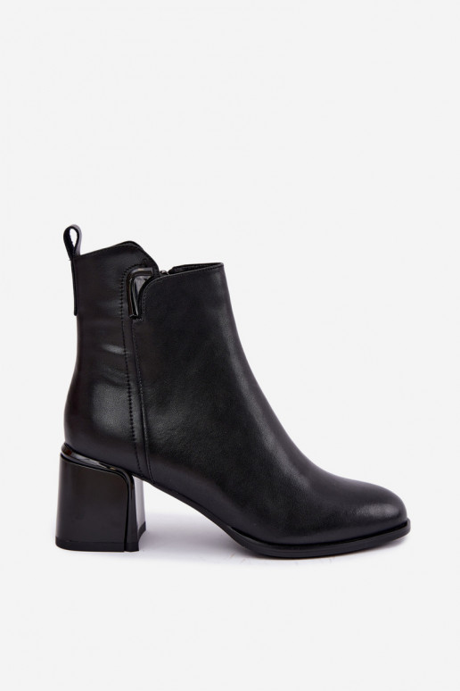 Bottines pour femmes en simili cuir avec talons, isolées, noires Kirella