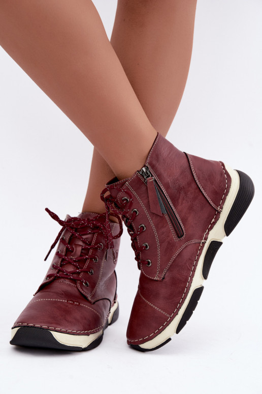 Bottines pour femmes isolées, couleur bordeaux Lerissa