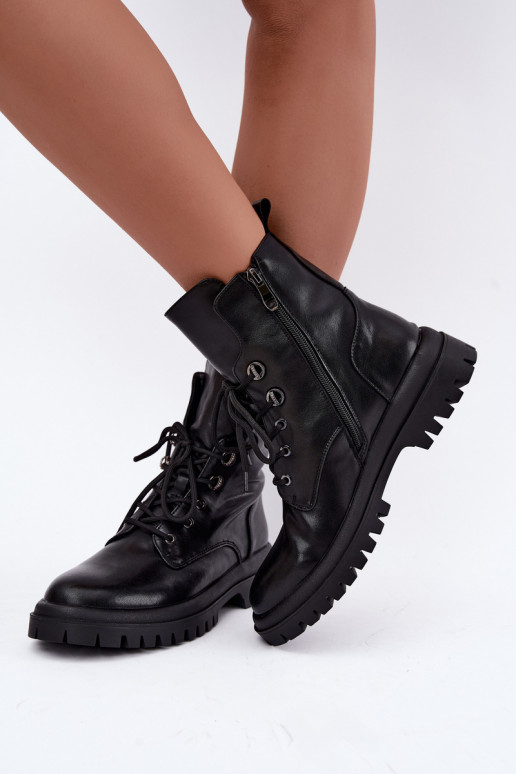 Bottines de travail pour femmes en simili cuir, isolées, noires Amarelle