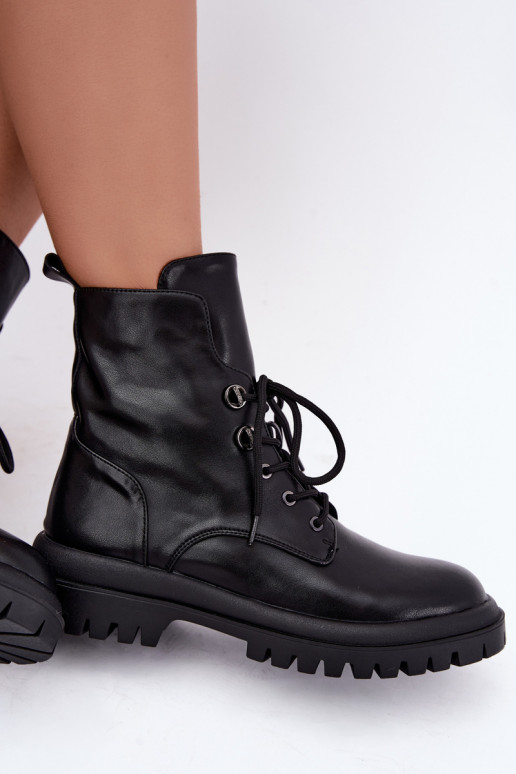 Bottines de travail pour femmes en simili cuir, isolées, noires Amarelle