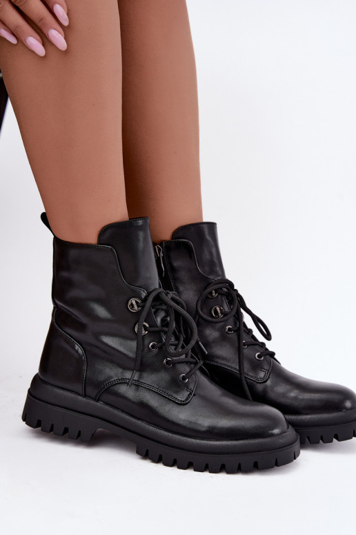 Bottines de travail pour femmes en simili cuir, isolées, noires Amarelle