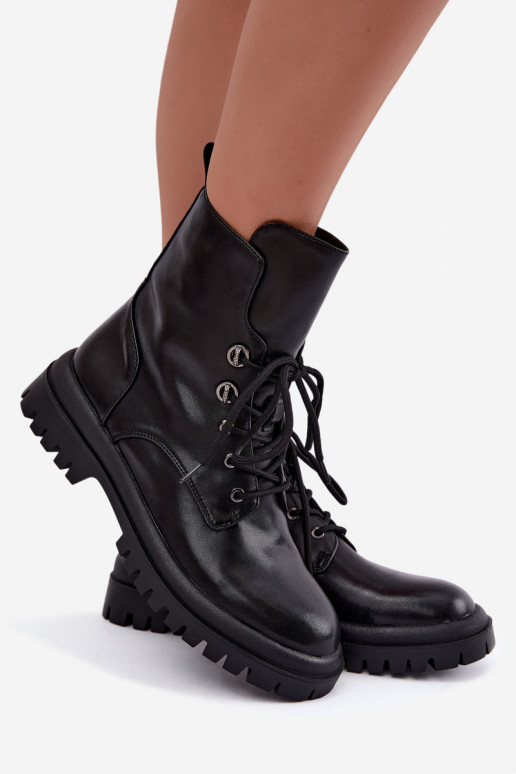 Bottines de travail pour femmes en simili cuir, isolées, noires Amarelle