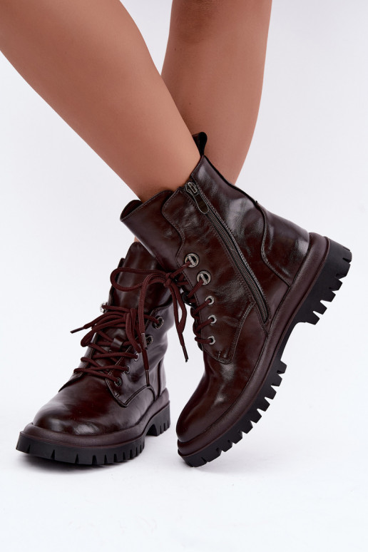 Bottines de travail pour femmes en simili cuir, isolées, bordeaux Amarelle