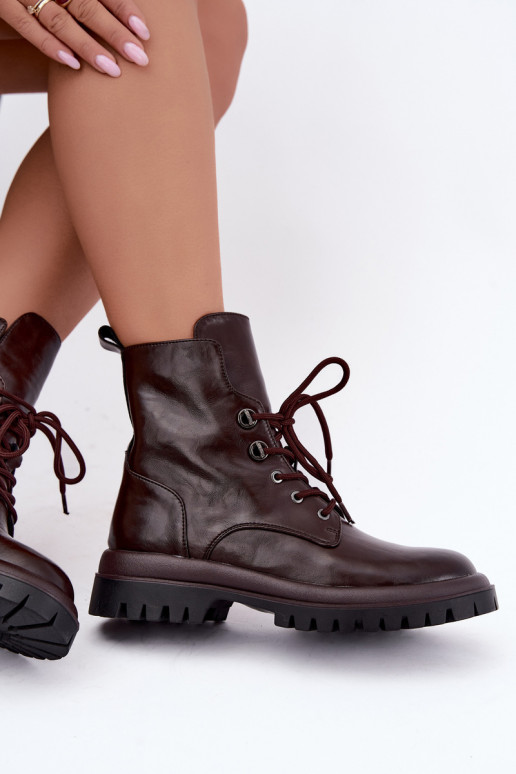 Bottines de travail pour femmes en simili cuir, isolées, bordeaux Amarelle