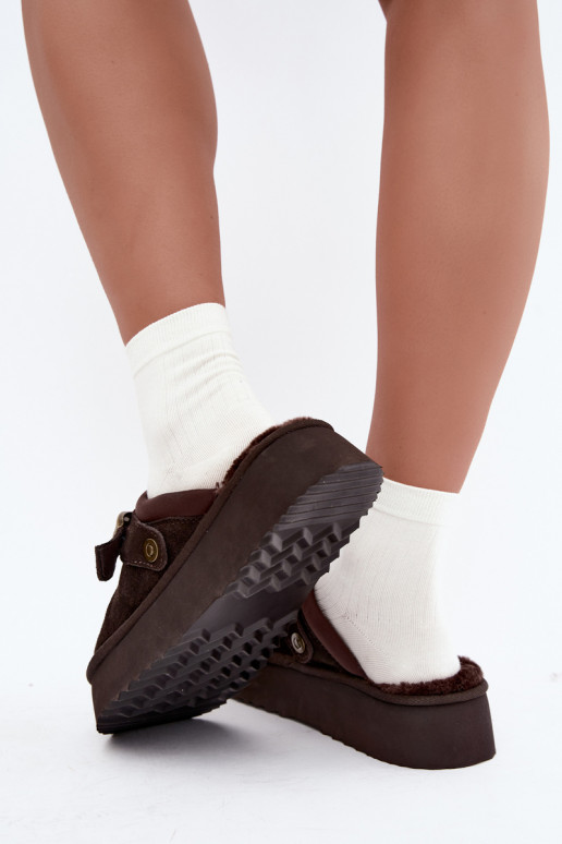 Bottes de neige en simili daim avec plateforme et boucles Big Star UU274697 CzekoladoĮe
