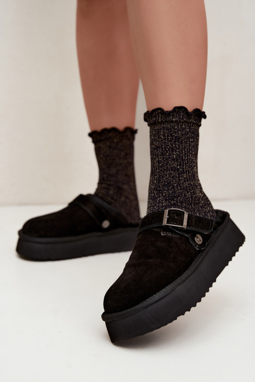 Bottes de neige en simili daim noires avec plateforme et boucles Big Star UU274698